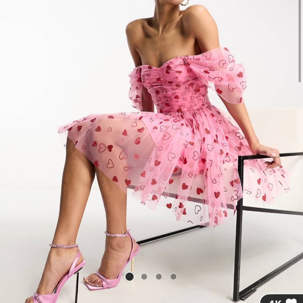 Tulle pink red heart short dress from Asos